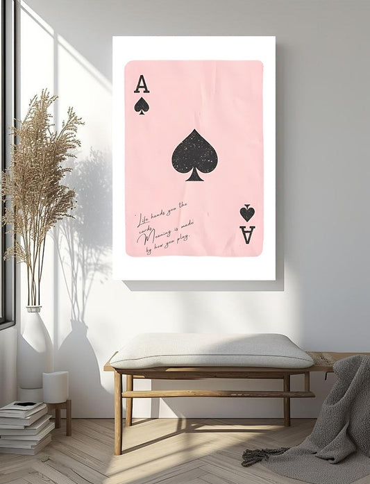 Pink Ace of Spades Art Print – Minimalist Motivational Playing Card Wall Decor