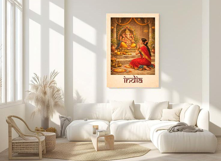 Traditional Indian Veena Player Art Print – Classical Music & Cultural Heritage Painting