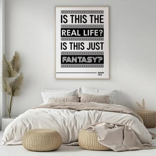 Minimalist Lyric Wall Art Print – Modern Black & White Music Typography Poster for Stylish Home Decor