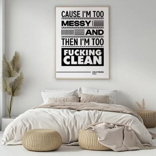 Modern Music Lyric Typography Wall Art – Minimalist Black  White Song Quote Print for Living Room Office & Home Decor