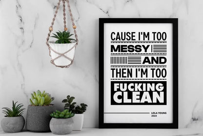 Modern Music Lyric Typography Wall Art – Minimalist Black  White Song Quote Print for Living Room Office & Home Decor