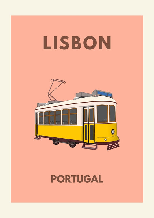 Lisbon Travel Poster – Lisbon Tram Wall Art Portugal Travel Print European City Poster Lisbon Landmark Print
