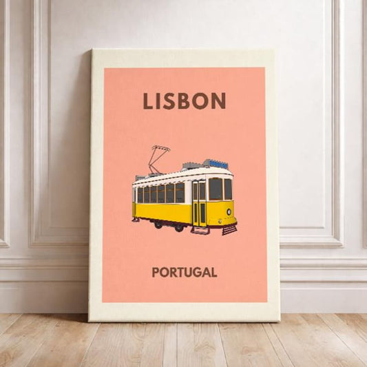 Lisbon Travel Poster – Lisbon Tram Wall Art Portugal Travel Print European City Poster Lisbon Landmark Print
