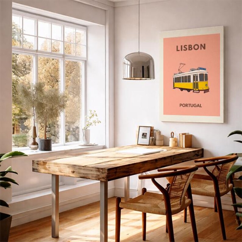 Lisbon Travel Poster – Lisbon Tram Wall Art Portugal Travel Print European City Poster Lisbon Landmark Print