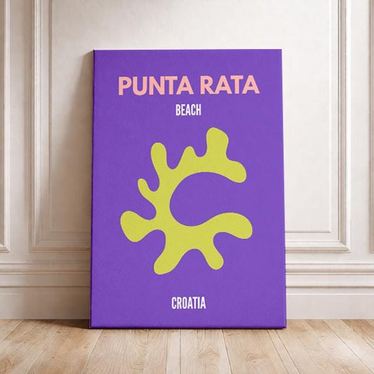Punta Rata Beach Croatia – Minimalist Travel Poster Modern Coastal Wall Art