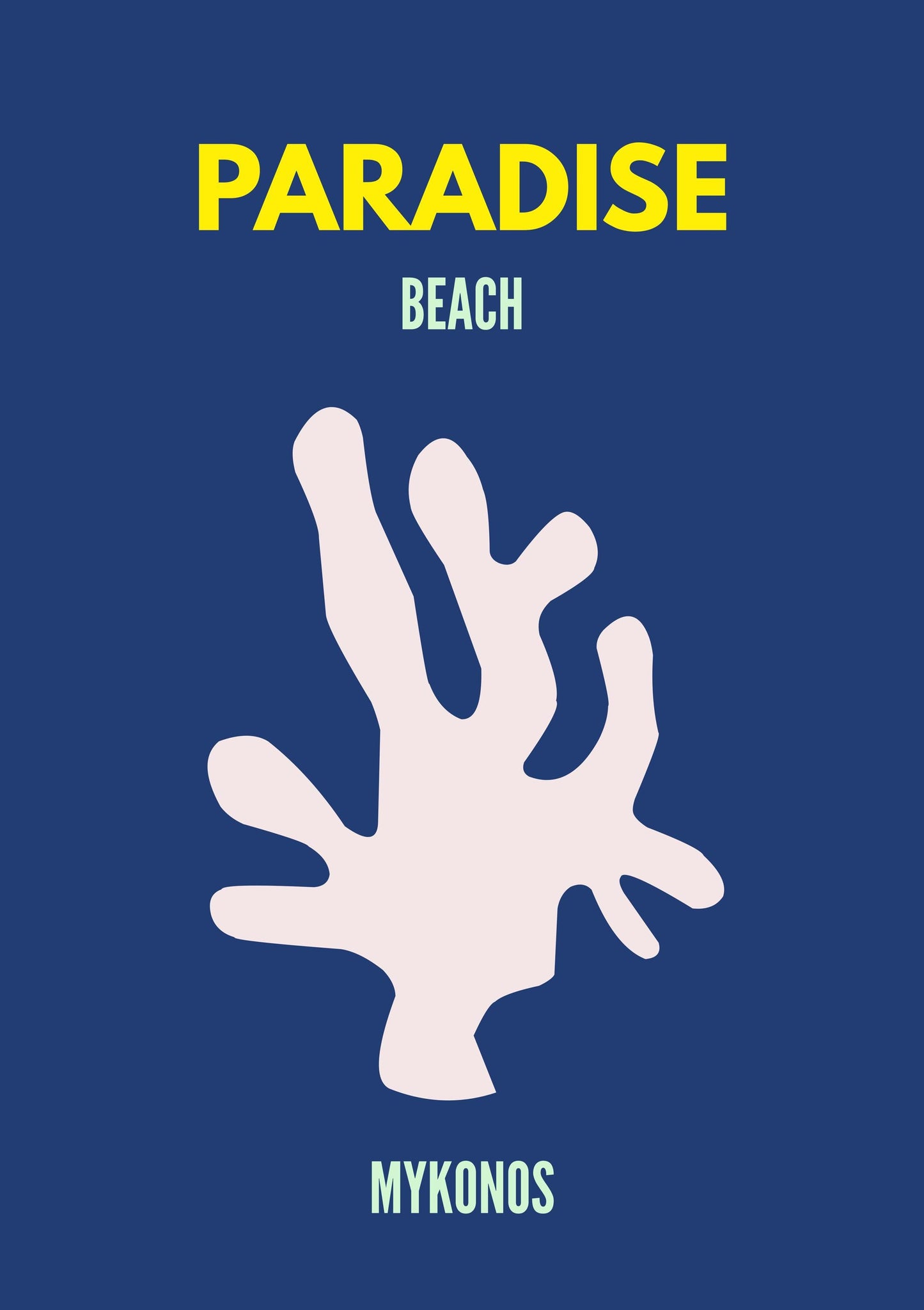 Paradise Beach Mykonos Poster – Modern Greece Beach Wall Art, Minimal Coastal Travel Print