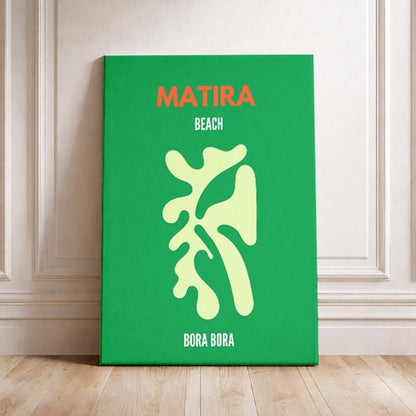 Matira Beach Bora Bora Minimal Poster | Modern Tropical Wall Art Print | Contemporary Island Travel Decor
