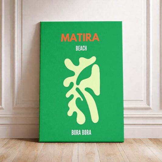 Matira Beach Bora Bora Minimal Poster | Modern Tropical Wall Art Print | Contemporary Island Travel Decor