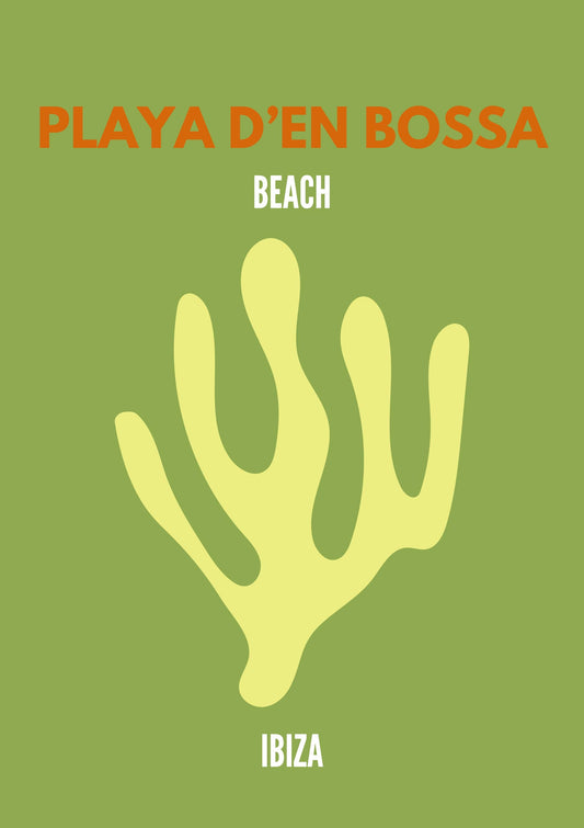 Playa d’en Bossa Ibiza Poster | Minimal Beach Wall Art | Modern Coastal Travel Print