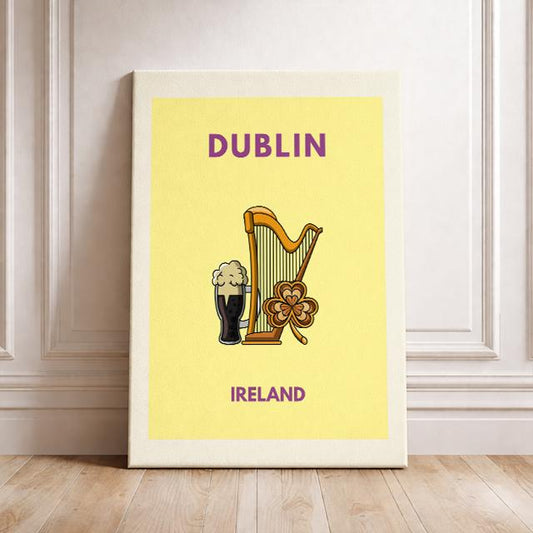 Dublin Ireland Minimalist Travel Poster – Modern Irish Culture Wall Art Print