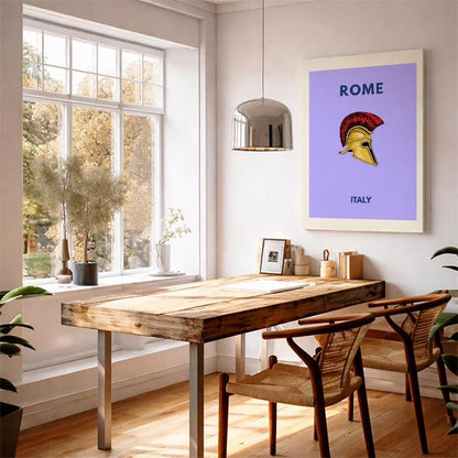 Rome Italy Minimalist Travel Poster – Roman Helmet Modern Wall Art Print