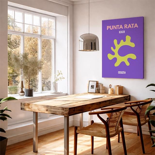 Punta Rata Beach Croatia – Minimalist Travel Poster Modern Coastal Wall Art