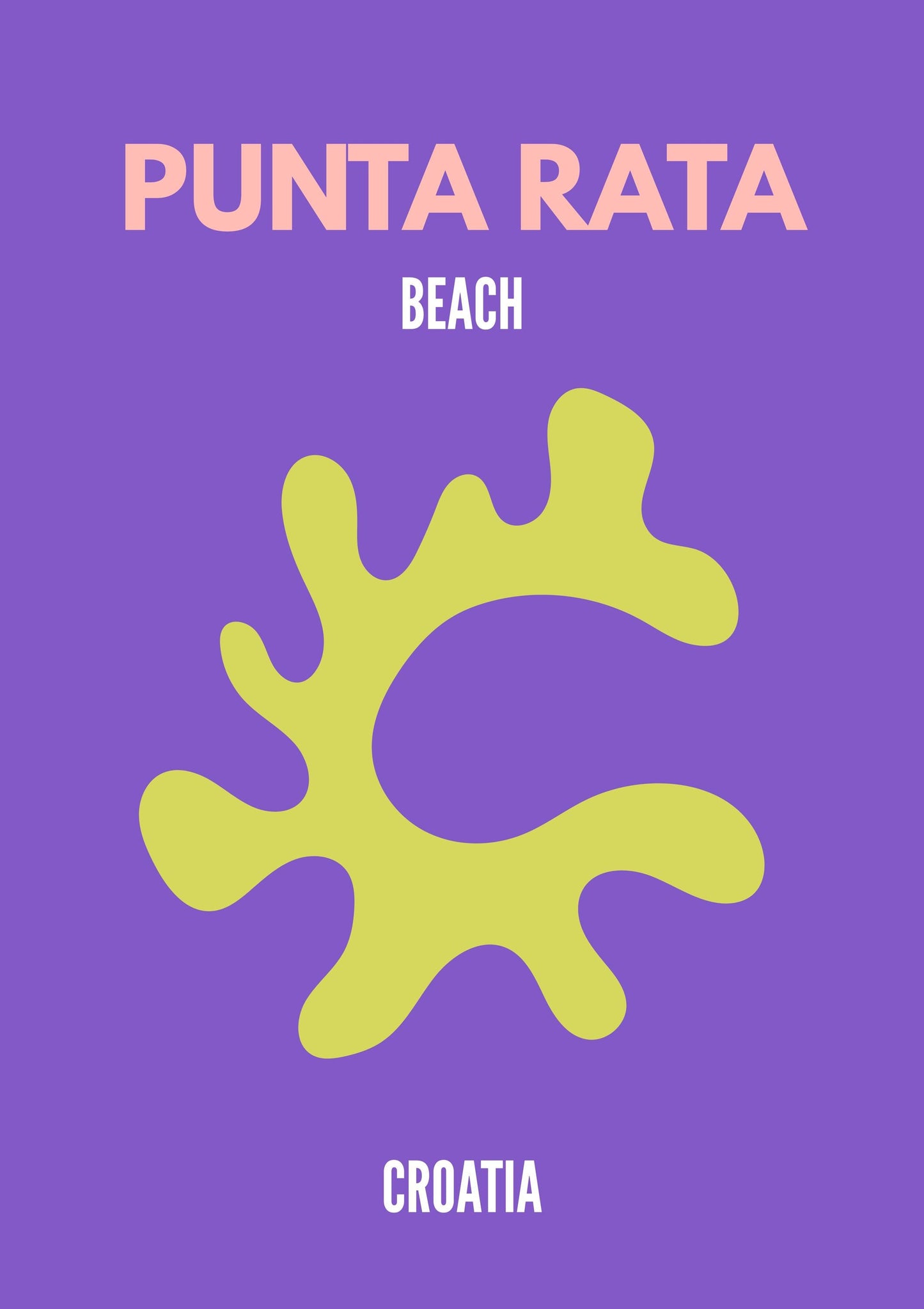 Punta Rata Beach Croatia – Minimalist Travel Poster Modern Coastal Wall Art