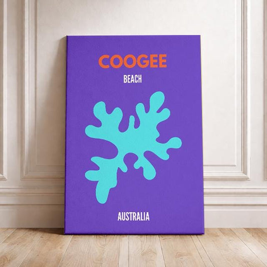 Coogee Beach Australia Poster – Minimalist Coastal Travel Wall Art, Modern Beach Decor Print
