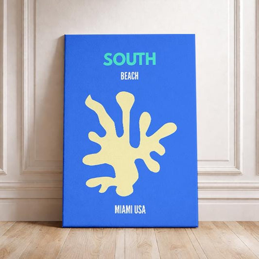 South Beach Miami Poster – Modern Beach Wall Art, Minimal Coastal Print, Miami USA Travel Decor