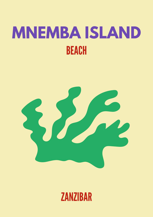 Mnemba Island Zanzibar Poster – Modern Beach Wall Art, Tropical Island Travel Print