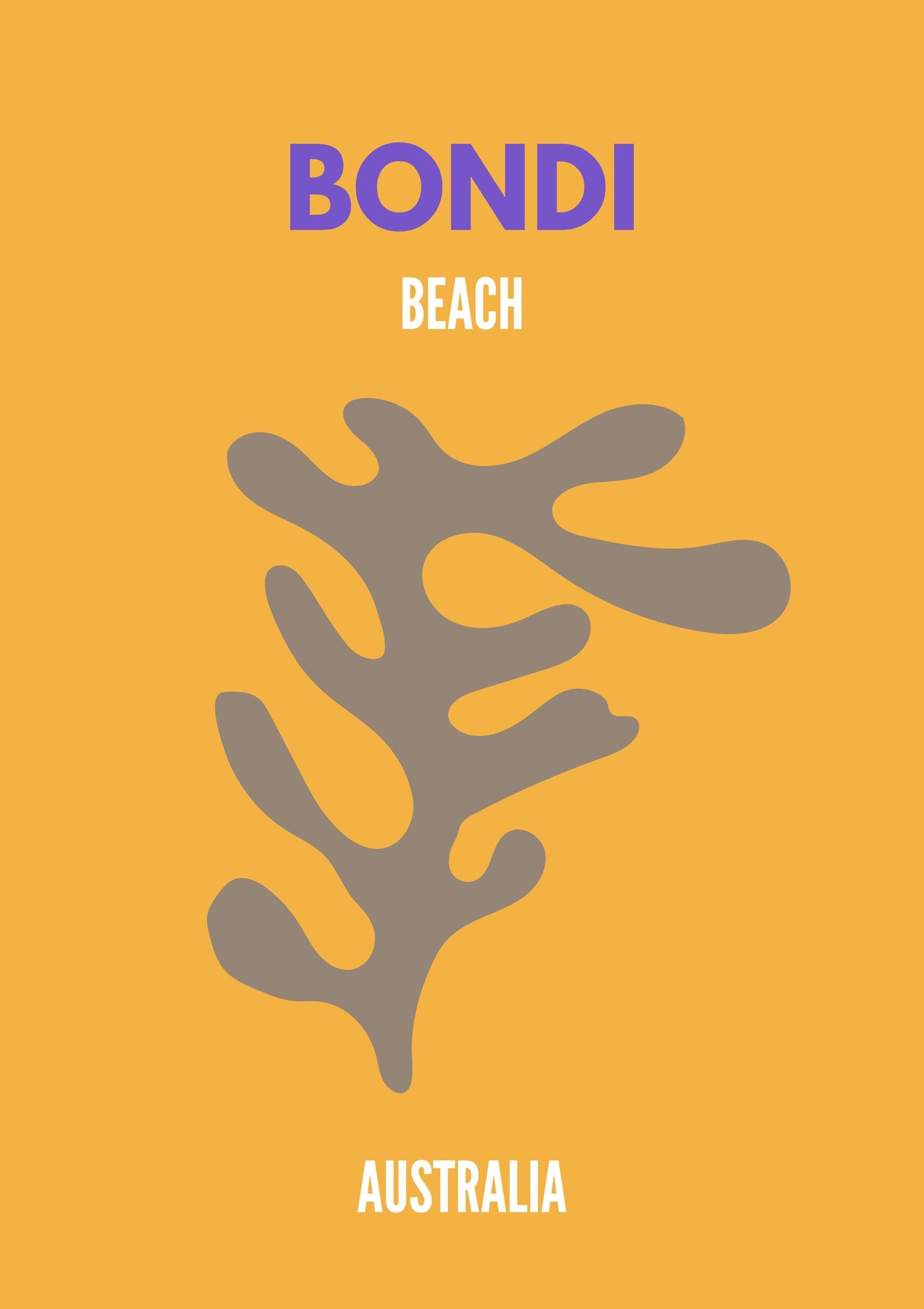 Bondi Beach Australia Minimal Poster | Modern Coastal Wall Art Print | Contemporary Travel Beach Decor