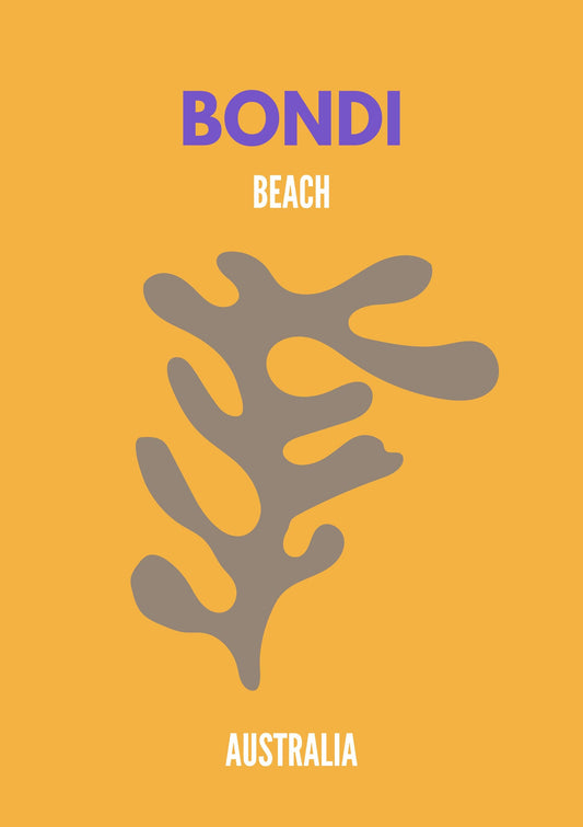 Bondi Beach Australia Minimal Poster | Modern Coastal Wall Art Print | Contemporary Travel Beach Decor