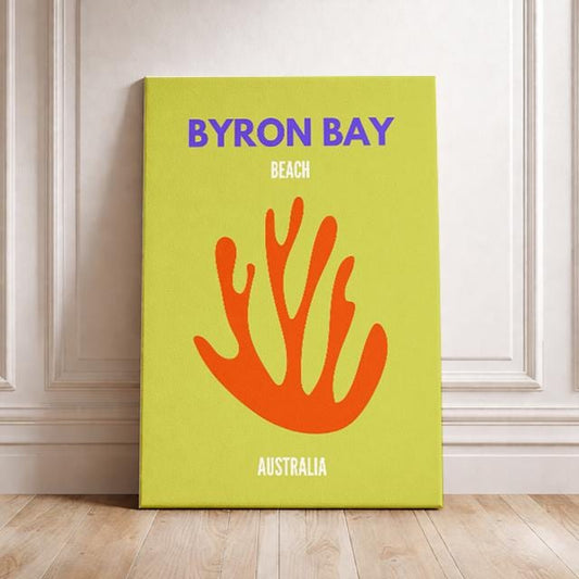 Byron Bay Beach Australia Poster | Minimal Coastal Wall Art | Modern Travel Beach Print