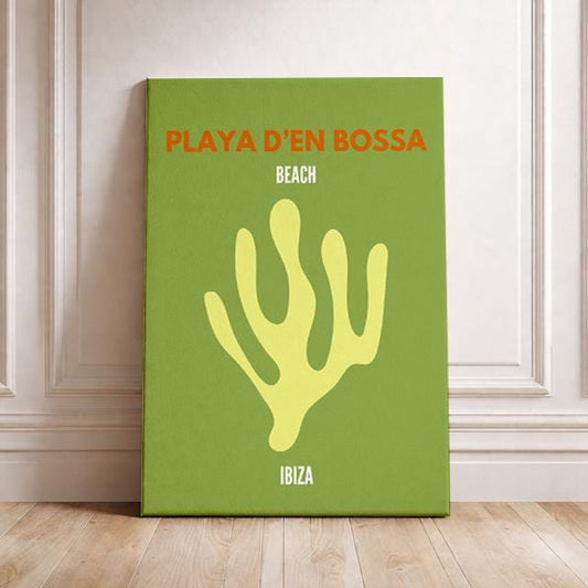 Playa d’en Bossa Ibiza Poster | Minimal Beach Wall Art | Modern Coastal Travel Print