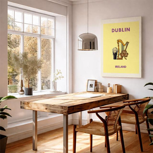 Dublin Ireland Minimalist Travel Poster – Modern Irish Culture Wall Art Print