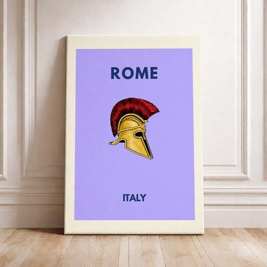 Rome Italy Minimalist Travel Poster – Roman Helmet Modern Wall Art Print