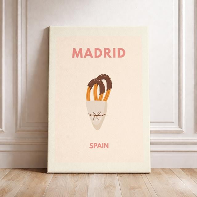 Madrid Spain Minimalist Travel Poster – Churros Modern Wall Art Print
