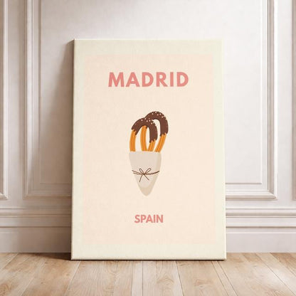 Madrid Spain Minimalist Travel Poster – Churros Modern Wall Art Print
