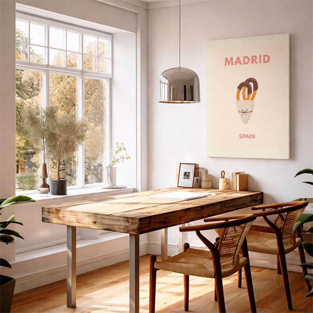 Madrid Spain Minimalist Travel Poster – Churros Modern Wall Art Print