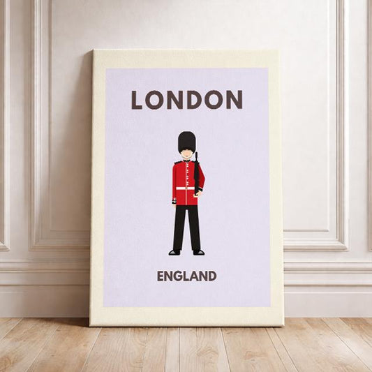 London England Minimalist Travel Poster – Royal Guard Modern Wall Art Print