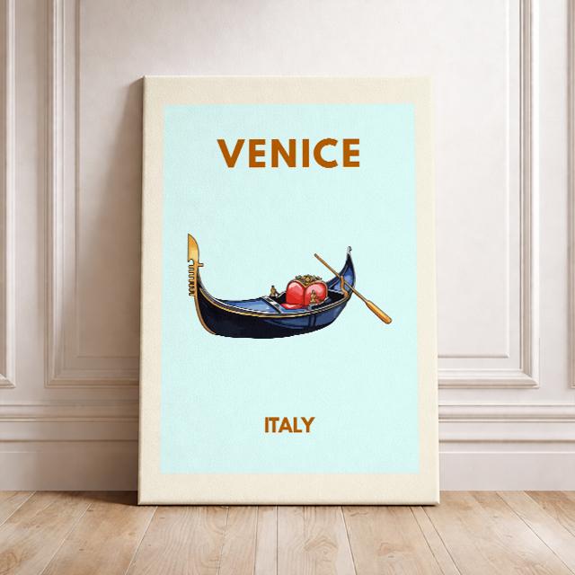 Venice Italy Posters – Gondola Illustration European City Poster Travel Wall Art Deco Home Gondola WallArt