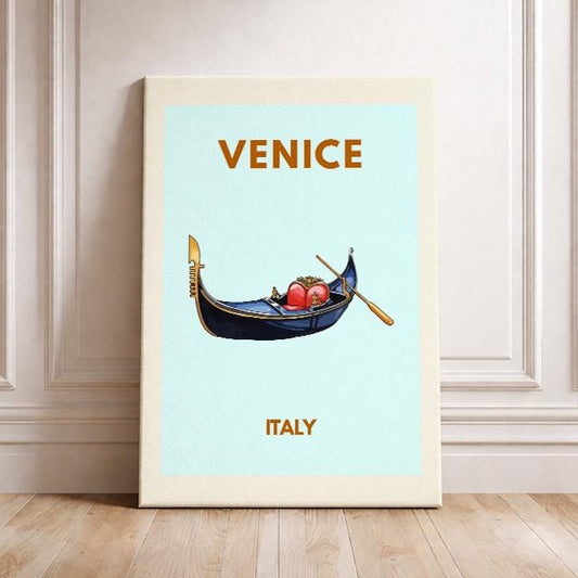 Venice Italy Posters – Gondola Illustration European City Poster Travel Wall Art Deco Home Gondola WallArt