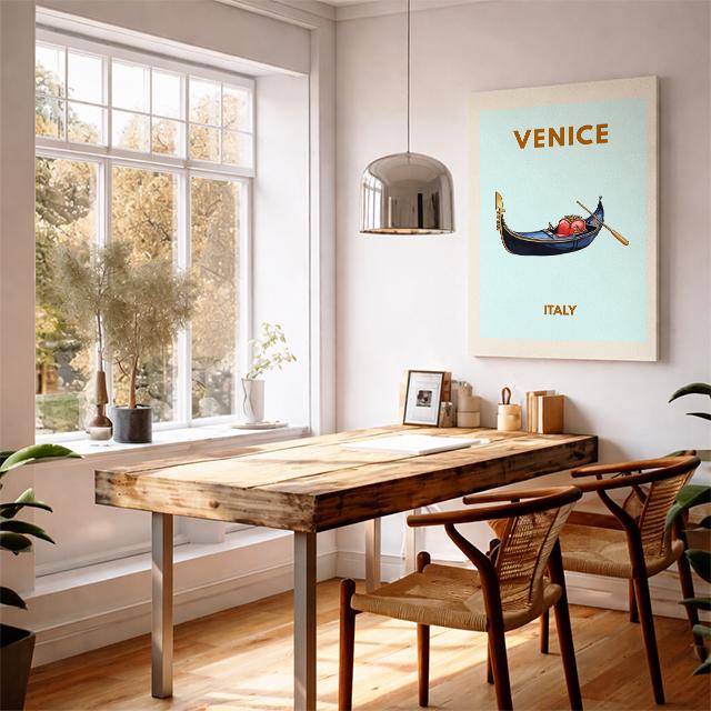 Venice Italy Posters – Gondola Illustration European City Poster Travel Wall Art Deco Home Gondola WallArt
