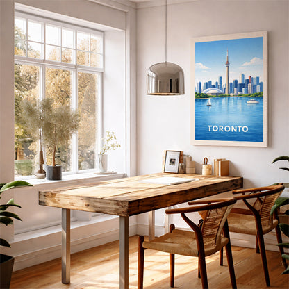 Toronto Canada Travel Poster CN Tower Art Print Modern Cityscape Wall Decor Ontario Skyline Illustration Wanderlust Gift
