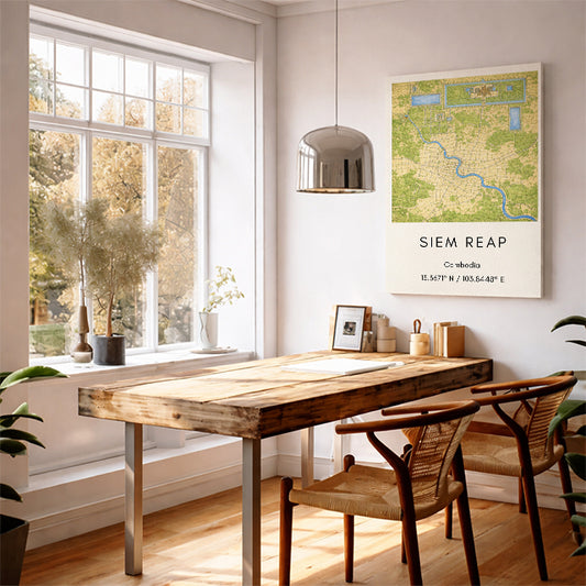 Siem Reap Cambodia Map Art Print Modern Minimalist City Map Poster Southeast Asia Wall Decor Travel Gift Angkor Wat Area Art