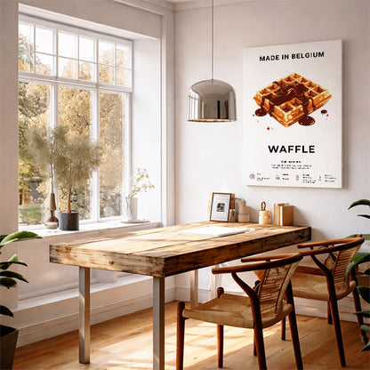 Waffle Art Print Modern Kitchen Wall Decor Gourmet Food Poster Made in Belgium Illustration Foodie Gift Belgian Cuisine Art Dessert Poster