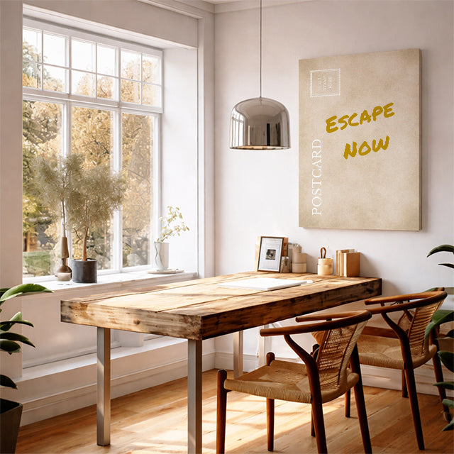 Funny Relatable Postcard: "Escape Now" Sarcastic Travel Wall Art Workplace Humor Print Gag Gift for Coworkers