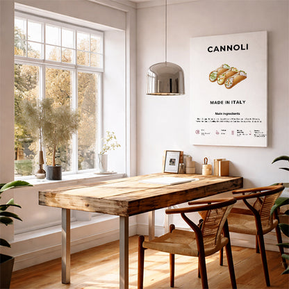Cannoli Art Print Modern Kitchen Wall Decor Gourmet Food Poster Made in Italy Illustration Foodie Gift Italian Cuisine Art Dessert Poster