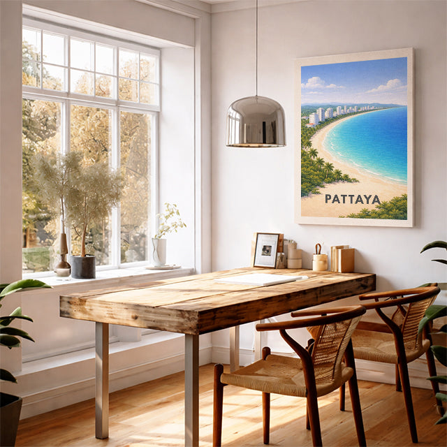 Pattaya Thailand Travel Poster Gulf of Siam Art Print Modern Coastal Wall Decor Tropical Beach Illustration Wanderlust Gift