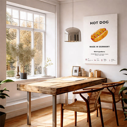 Hot Dog Art Print Modern Kitchen Wall Decor Gourmet Food Poster Made in Germany Illustration Foodie Gift