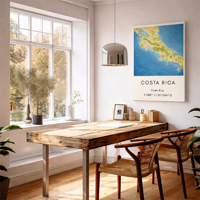 Costa Rica Map Art Print Modern Minimalist Travel Poster Central America Wall Decor Wanderlust Gift
