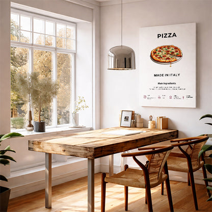 Pizza Art Print Modern Kitchen Wall Decor Gourmet Food Poster Made in Italy Illustration Foodie Gift Italian Cuisine Art