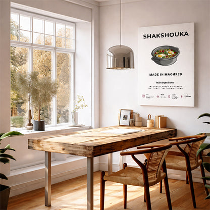 Shakshouka Art Print Modern Kitchen Wall Decor Gourmet Food Poster Made in Maghreb Illustration Foodie Gift North African Cuisine Art